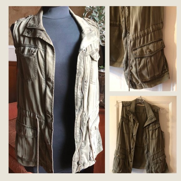 Max Jeans Military Sleeveless Vest Jacket, Size Small - Picture 3 of 13